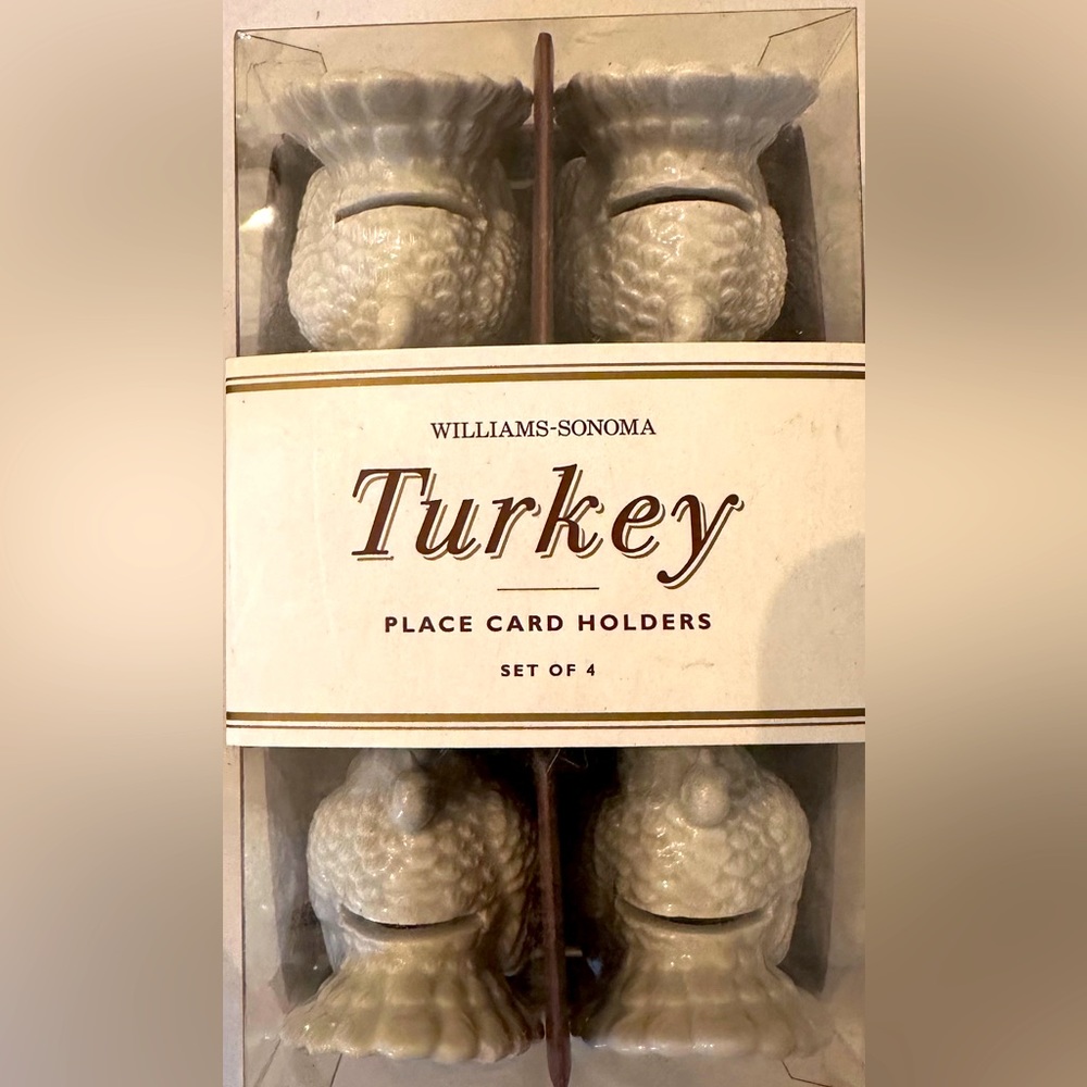 4 place card holders William & Sonoma Turkey design